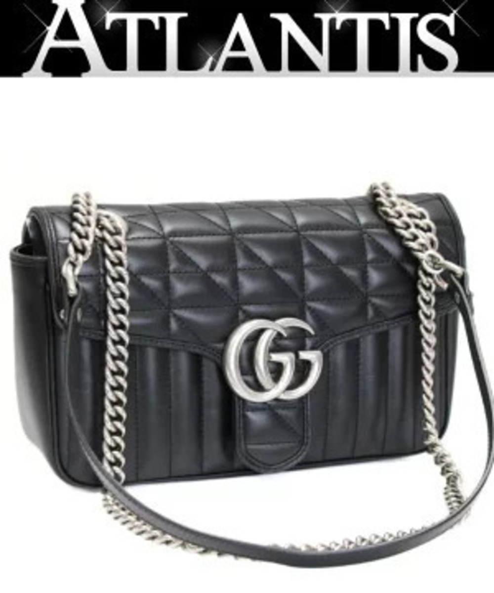 Gucci GG Marmont Quilted Chain Shoulder Bag Leather Black
